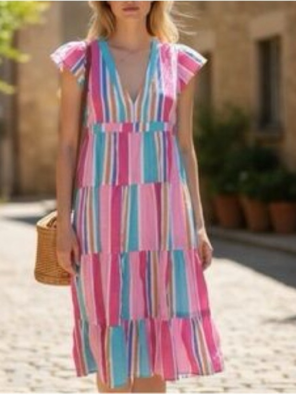 LemLem Pastel Tiered Midi Dress